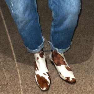 Zara Leather Heeled AnimalPrint Cowboy